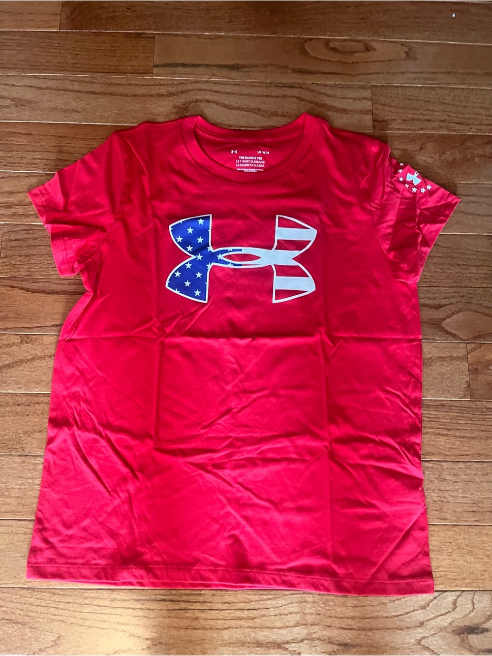 Under Armour Woman Red Short-Sleeve Logo Tee size large